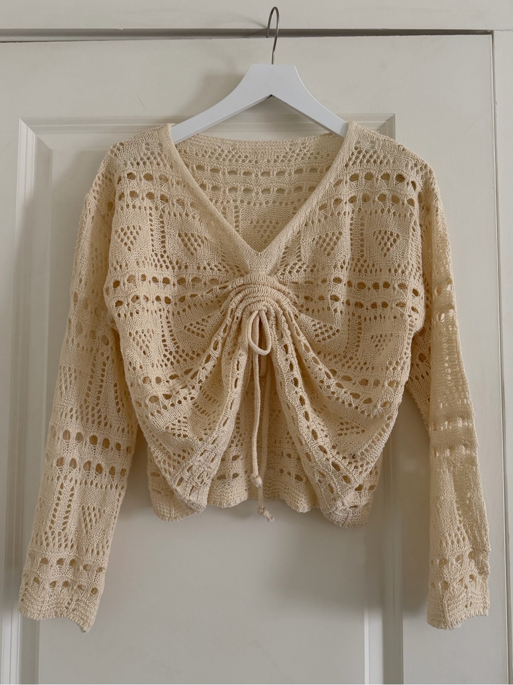 NWOT Reversible crochet knit beach cover-up top color cream size XS/S